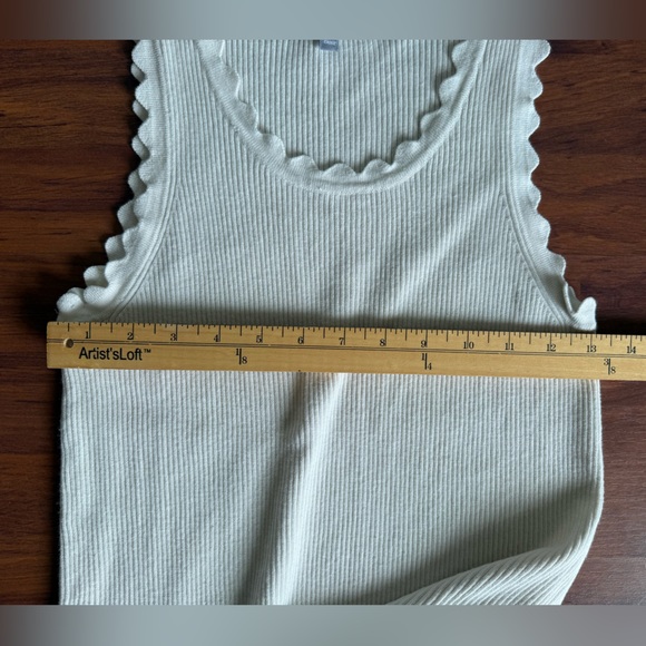 Marled Ribbed Tank‎ Top Scalloped Trim Sz S - Picture 5 of 7